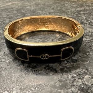 New Fornash Enamel Horse Bit Bangle Bracelet - Black